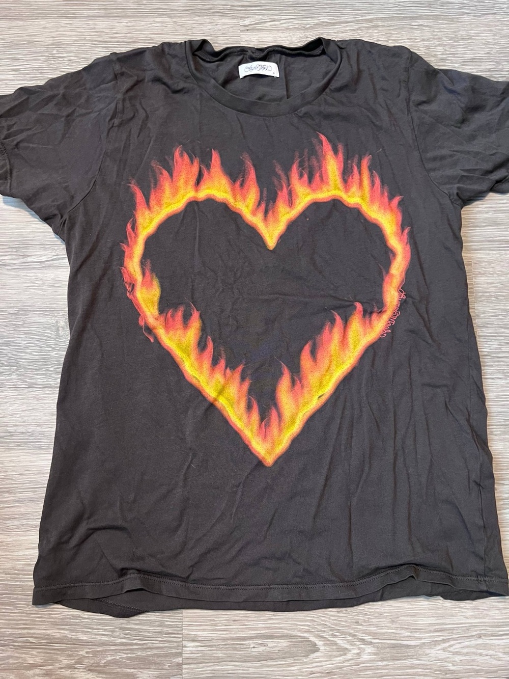Black Flaming Heart Graphic Tee
